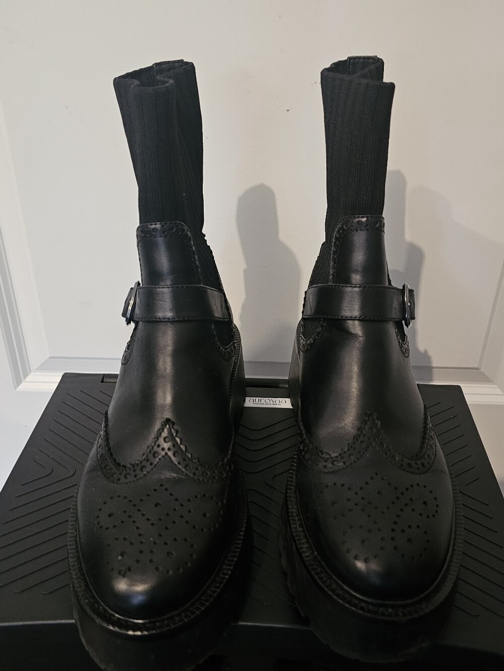 Sam Edelman Black Lug Sole Combat Brogue Boot